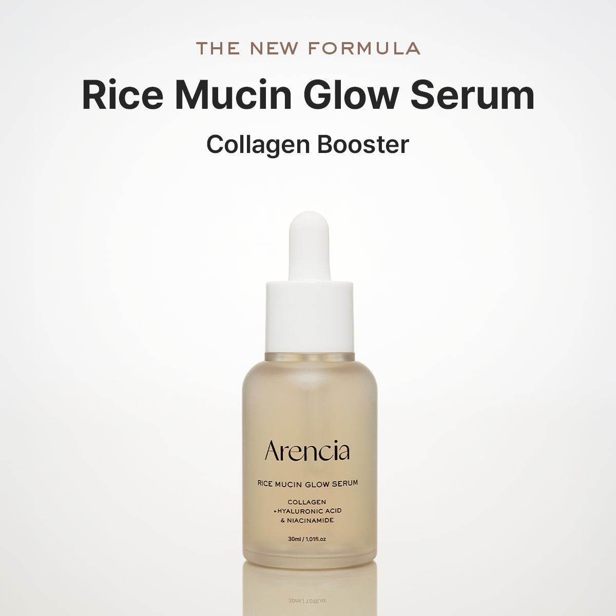 Arencia Rice Mucin Glow Serum, Collagen + Hyaluronic Acid & Niacinamide 30ml